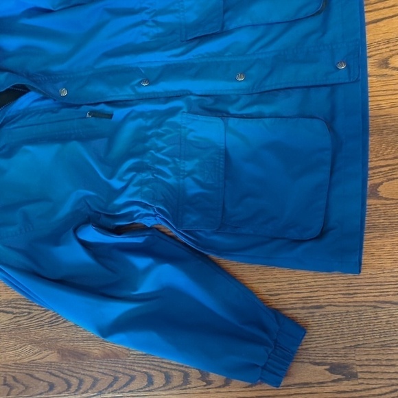 Port Authority gorpcore full length bungee cord adjustable blue hooded jacket S - Picture 2 of 13